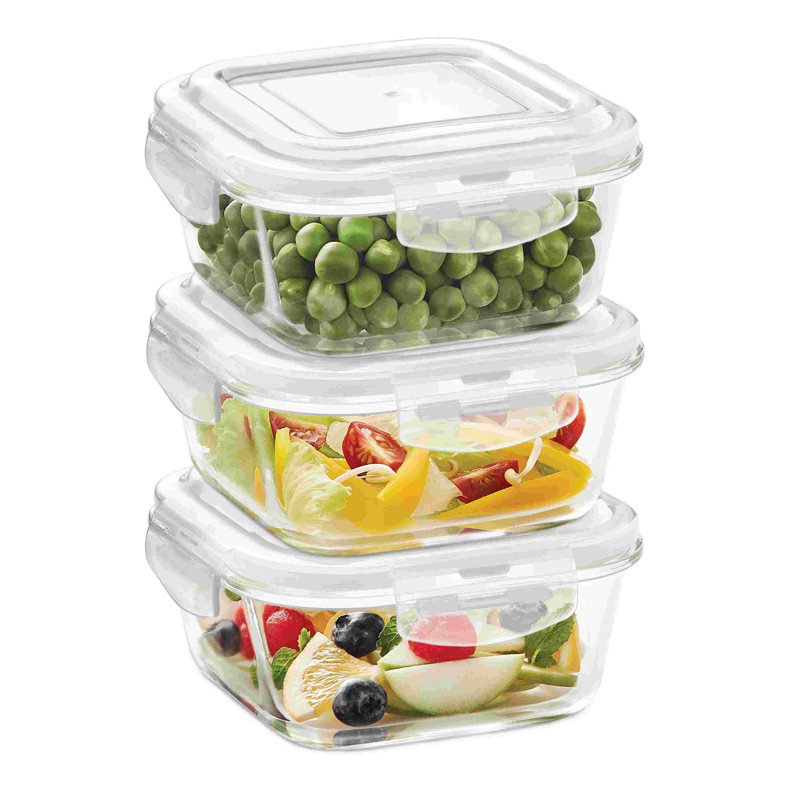 Glass-Store-Dish-with-Lid-320-ml-Square-3-Pieces
