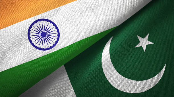 Pakistan and India flag together realtions textile cloth fabric texture