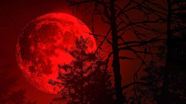 distant-trees-are-silhouetted-against-the-backdrop-of-the-red-moon-creating-a-hauntingly-beautiful-scene-photo distant-trees-are-silhouetted-against-the-backdrop-of-the-red-moon-creating-a-hauntingly-beautiful-scene-photo