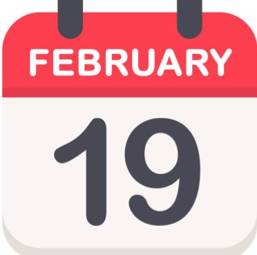 February 19 - Calendar Icon - Vector Illustration