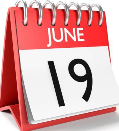 19th of June desktop calendar page for Father's Day isolated on white background. Easy to crop for all your social media or print sizes.
