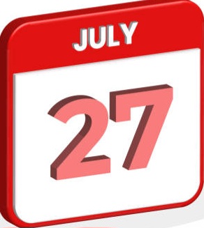 27th July calendar 3D icon. 3D July 27 calendar Date, Month icon vector illustrator