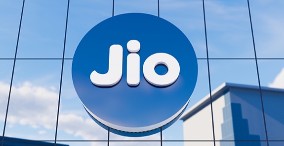 Pune, India - September 02, 2023: Jio logo on the facade of the headquarter office, 3d Illustration